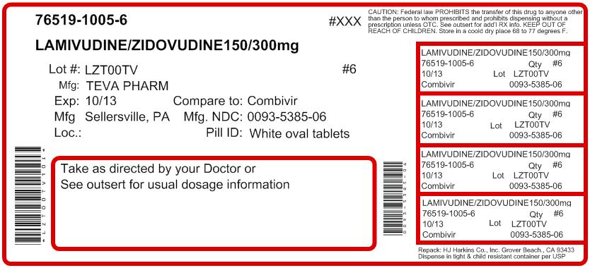 Lamivudine and Zidovudine Tabs USP 150 mg/300 mg 60s Label