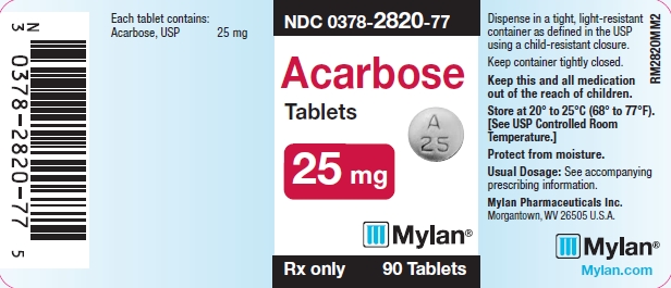 Acarbose Tablets 25 mg Bottle Labels 