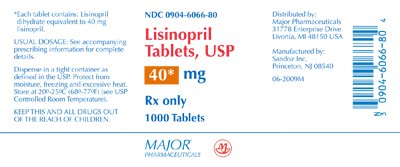 Lisinopril 40 mg Label