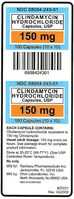 Clindamycin HCl 150 mg label