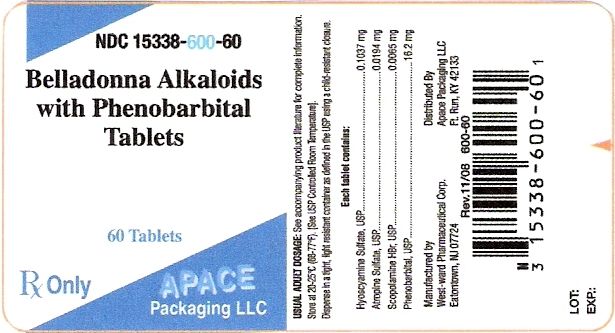 Belladonna Alkaloids with Phenobarbital Tablets label - 60 Tablets