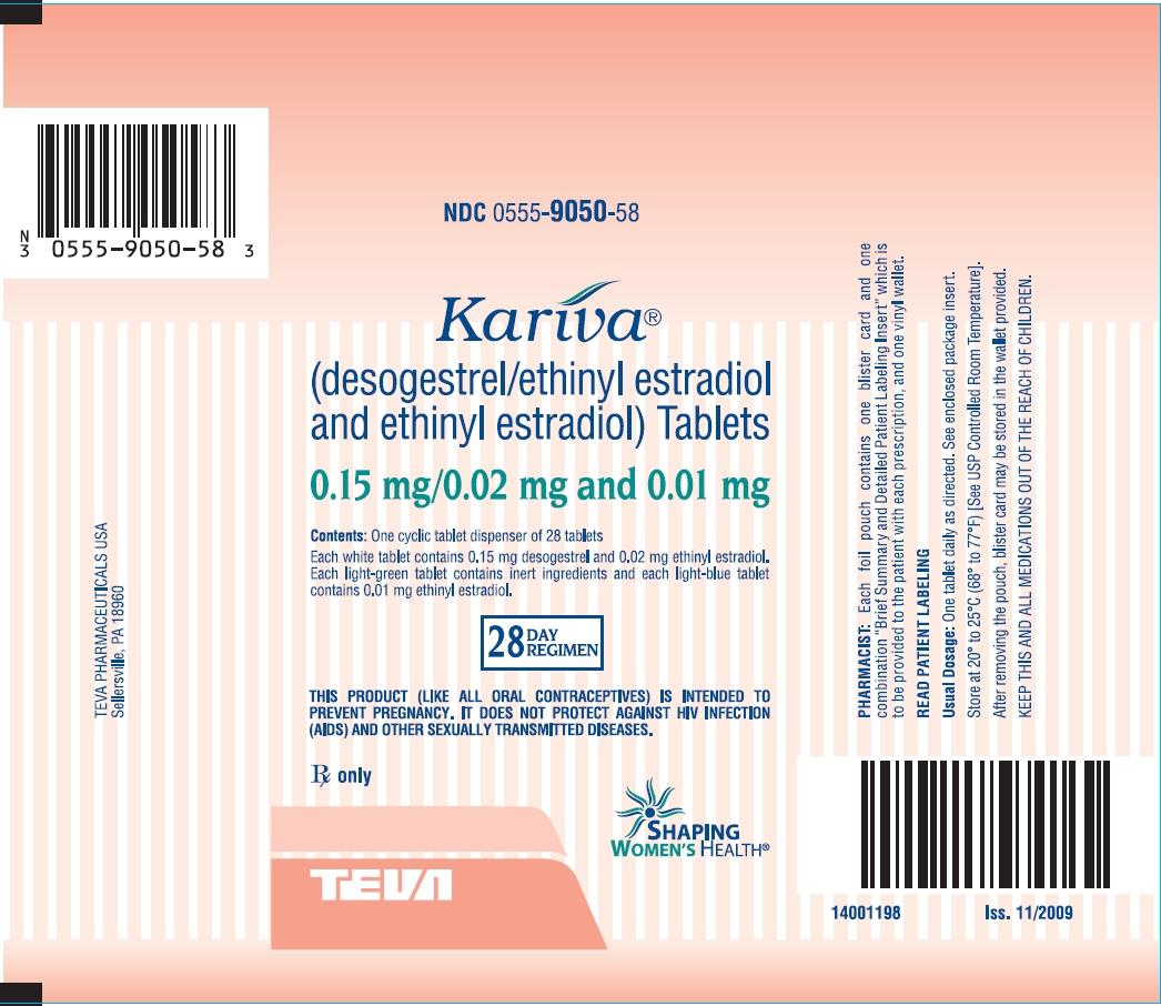 Kariva (desogestrel/ethinyl estradiol and ethinyl estradiol) Tablets 0.15 mg/0.02 mg and 0.01 mg Pouch Label