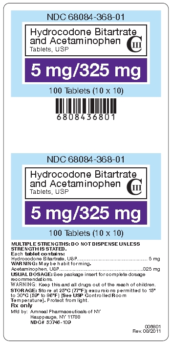 Hydrocodone Bitartrate and Acetaminophen 5mg/325mg tablets, USP (10x10)