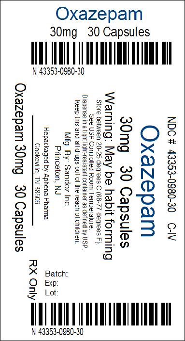 Oxazepam 30 mg Label