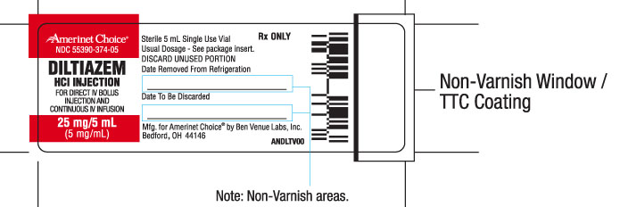Vial label for Diltiazem Hydrochloride Injection 5 mL