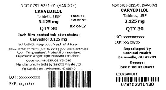 Carvedilol 3.125 mg carton