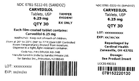 Carvedilol 6.25 mg carton