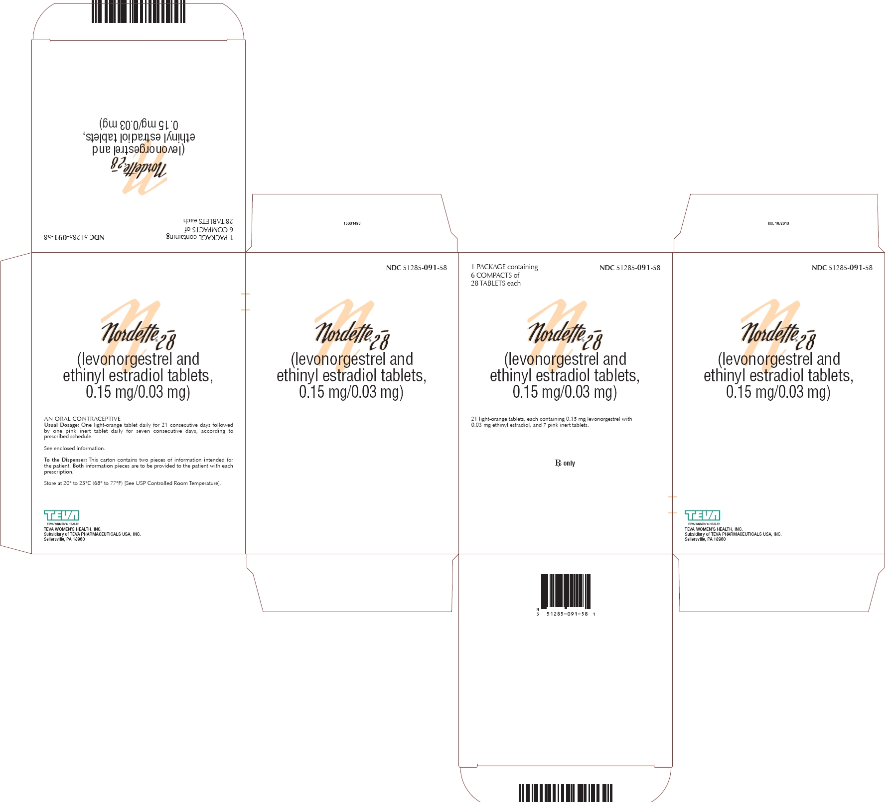 Nordette 28 (levonorgestrel and ethinyl estradiol tablets) carton label