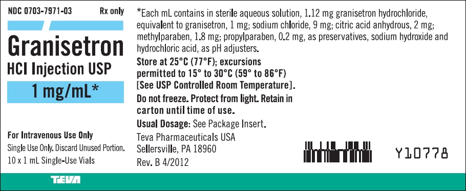 Granisetron Hydrochloride Injection USP 1 mg/mL, 10 x 1 mL Single-Use Vial Tray Label
