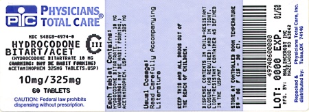 image of 10 mg/325 mg package label