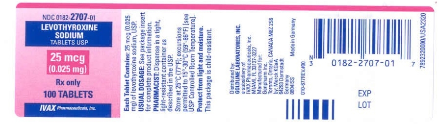 Image of Levothyroxine Sodium Tablets 25 mcg - 100 Tablets Label