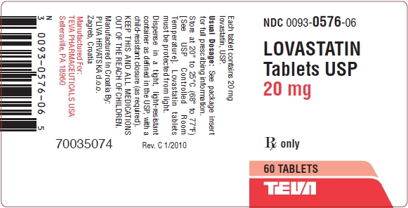 Lovastatin Tablets USP 20 mg 60s Label