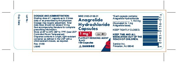 Anagrelide Hydrochloride 1 mg x 100 Capsules - Label