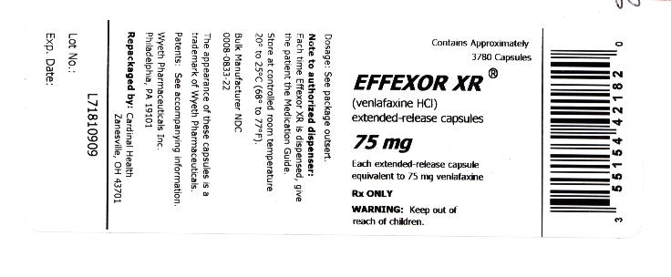 Effexor XR 75 mg label