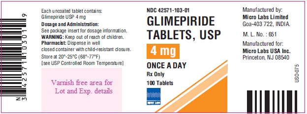 Glimepiride Tablets 4 mg container label