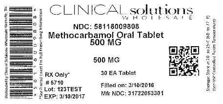 Methocarbamol 500mg tab 30 count blister card label