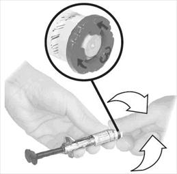 3. Twist the luer tip cap clockwise or counterclockwise to break the tamper evident label. Remove luer tip cap and discard it.