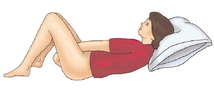 Diagram of woman lying down with knees bent