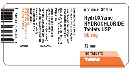 Hydroxyzine Hydrochloride Tablets USP 50 mg 100s Label
