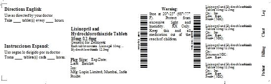 Lisinopril and Hydrochlorothiazide Tablets USP 10mg/12.5mg Label