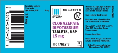 Clorazepate Tablets 15 mg Bottles