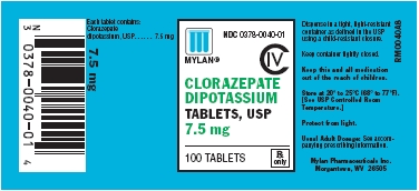 Clorazepate Tablets 7.5 mg Bottles