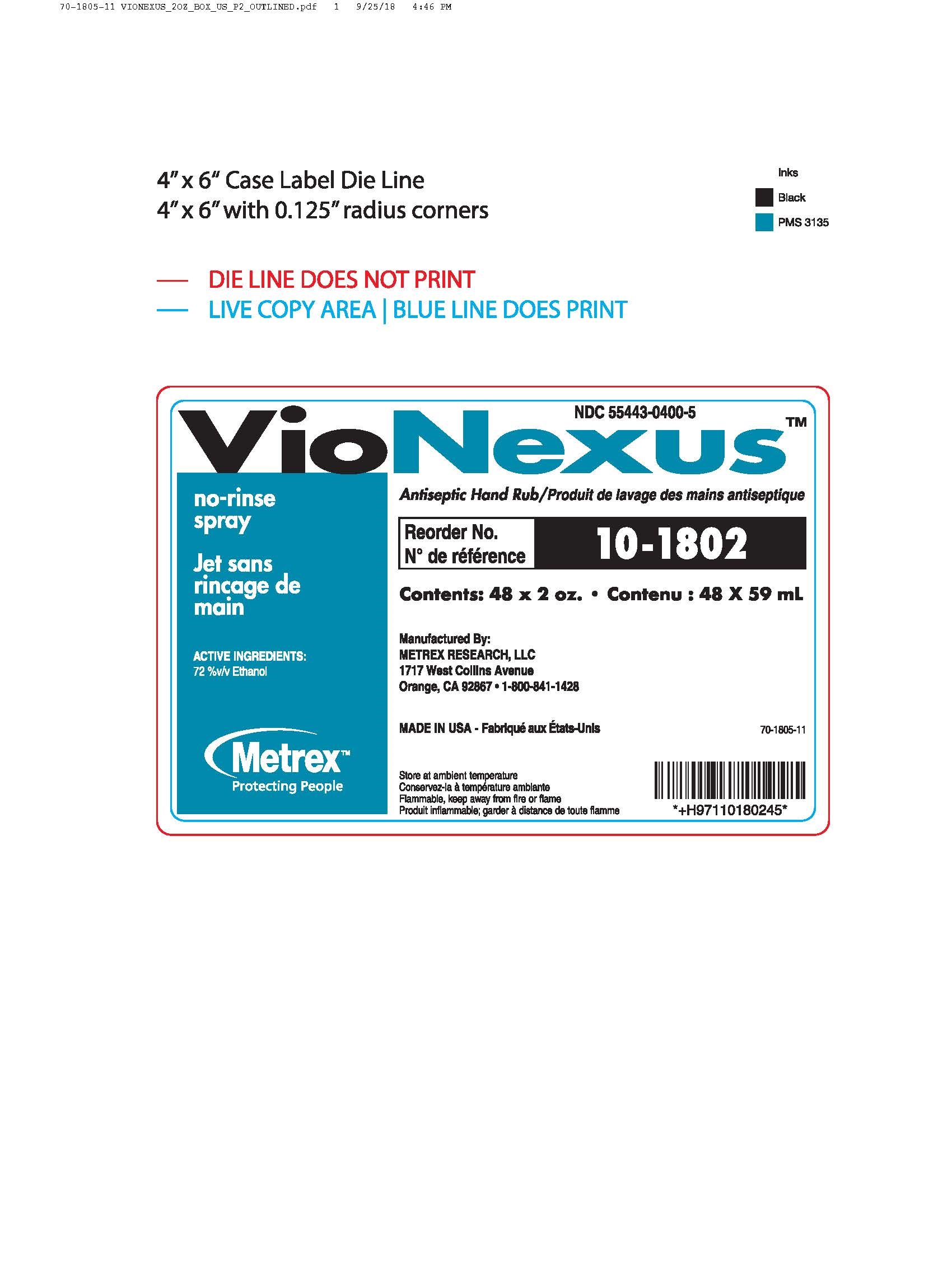 Vionexus No Rinse Spray 2 Ounce Case 