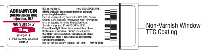 Vial label for Adriamycin (Doxorubicin HCl) Injection USP 10 mg
