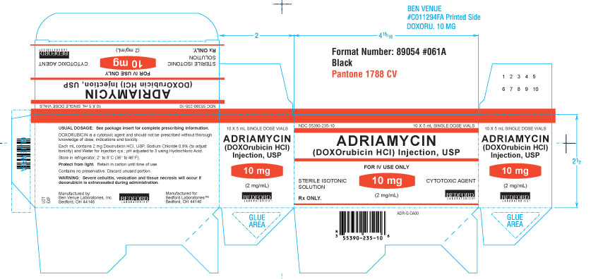 Shelf carton for Adriamycin (Doxorubicin HCl) Injection USP 10 mg