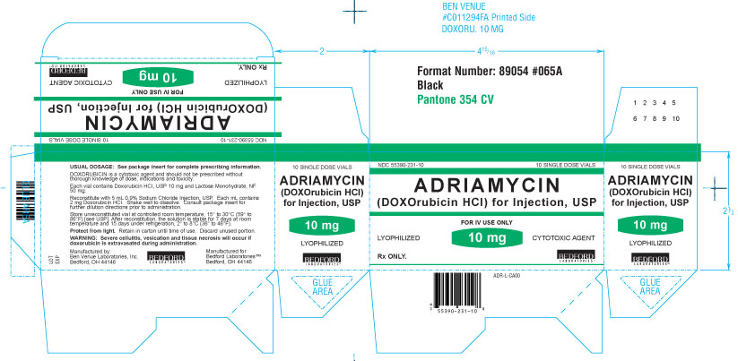 Shelf carton for Adriamycin (Doxorubicin HCl)  for Injection USP 10 mg