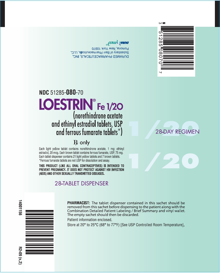 Loestrin Fe 1/20 (norethindrone acetate and ethinyl estradiol tablets, USP and ferrous fumarate tablets*) 28 Day Regimen Pouch