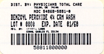 image of benzoyl peeroxide 4% label