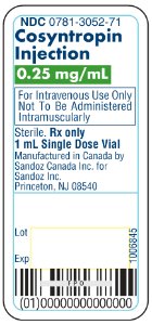 cosyntropin injection 0.25 mg/mL vial label