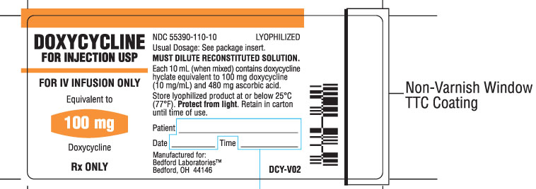 Vial label for Doxycycline for Injection USP 100 mg