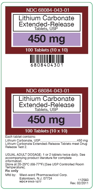 Lithium Carbonate ER 450 mg label