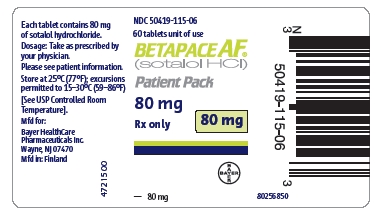 Betapace AF 80 mg Label
