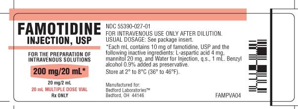 Vial label for Famotidine Injection, USP 20 mL