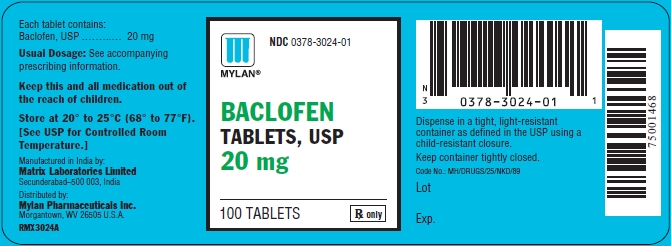 BaclofenTablets 20 mg Bottles