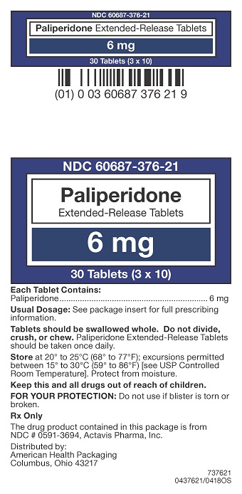 6 mg Paliperidone ER Tablets Carton