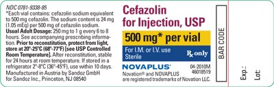 Cefazolin 500 mg Label