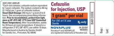 Cefazolin 1 g Label