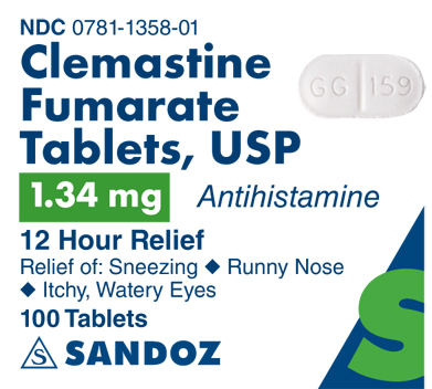 Clemastine Fumarate 1.34 mg Label
