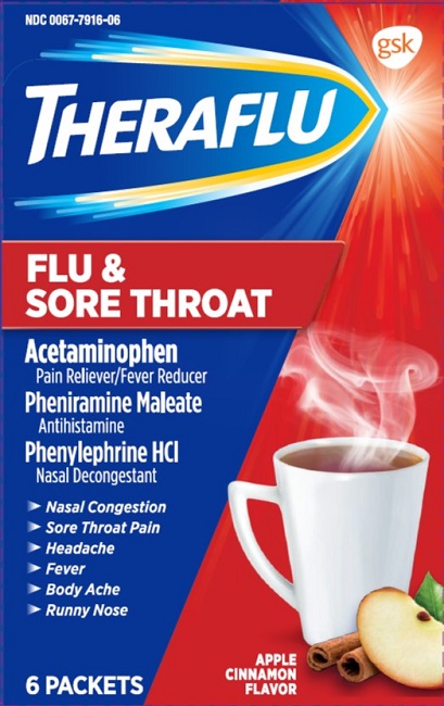 Theraflu Flu and Sore Throat 6 count carton