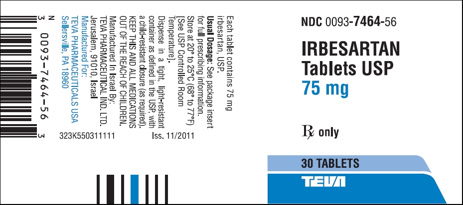 Irbesartan Tablets USP 75 mg 30s Label