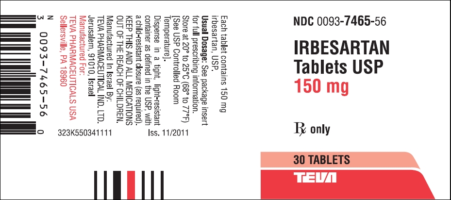 Irbesartan Tablets USP 150 mg 30s Label