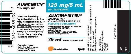 AUGMENTIN 125mg/5mL Oral Suspension 75mL Bottle Label