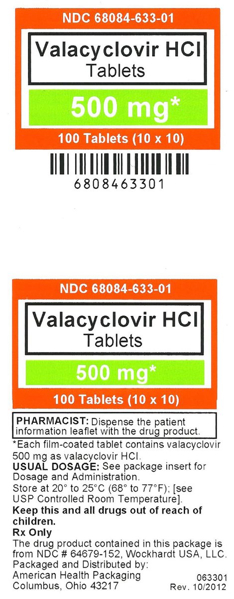 Valacyclovir HCl Tablets 500 mg label