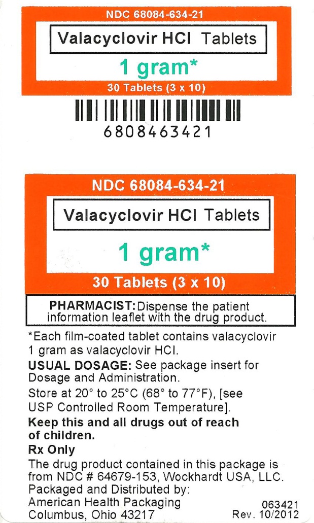 Valacyclovir HCl Tablets 1 gram label