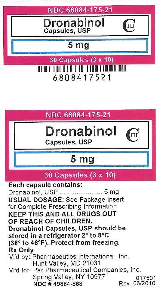 Dronabinol Capsules, USP 5 mg label