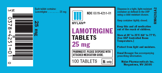 Lamotrigine 25 mg tablets in bottles of 100